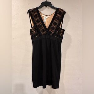 Max Studio Black and Cream Lace Dress